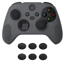 eXtremeRate PlayVital Gray 3D Studded Edition Anti-slip Silicone Cover Skin for Xbox Series X Controller, Soft Rubber Case Protector for Xbox Series