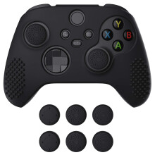 eXtremeRate PlayVital Black 3D Studded Edition Anti-slip Silicone Cover Skin for Xbox Series X Controller, Soft Rubber Case Protector for Xbox Series