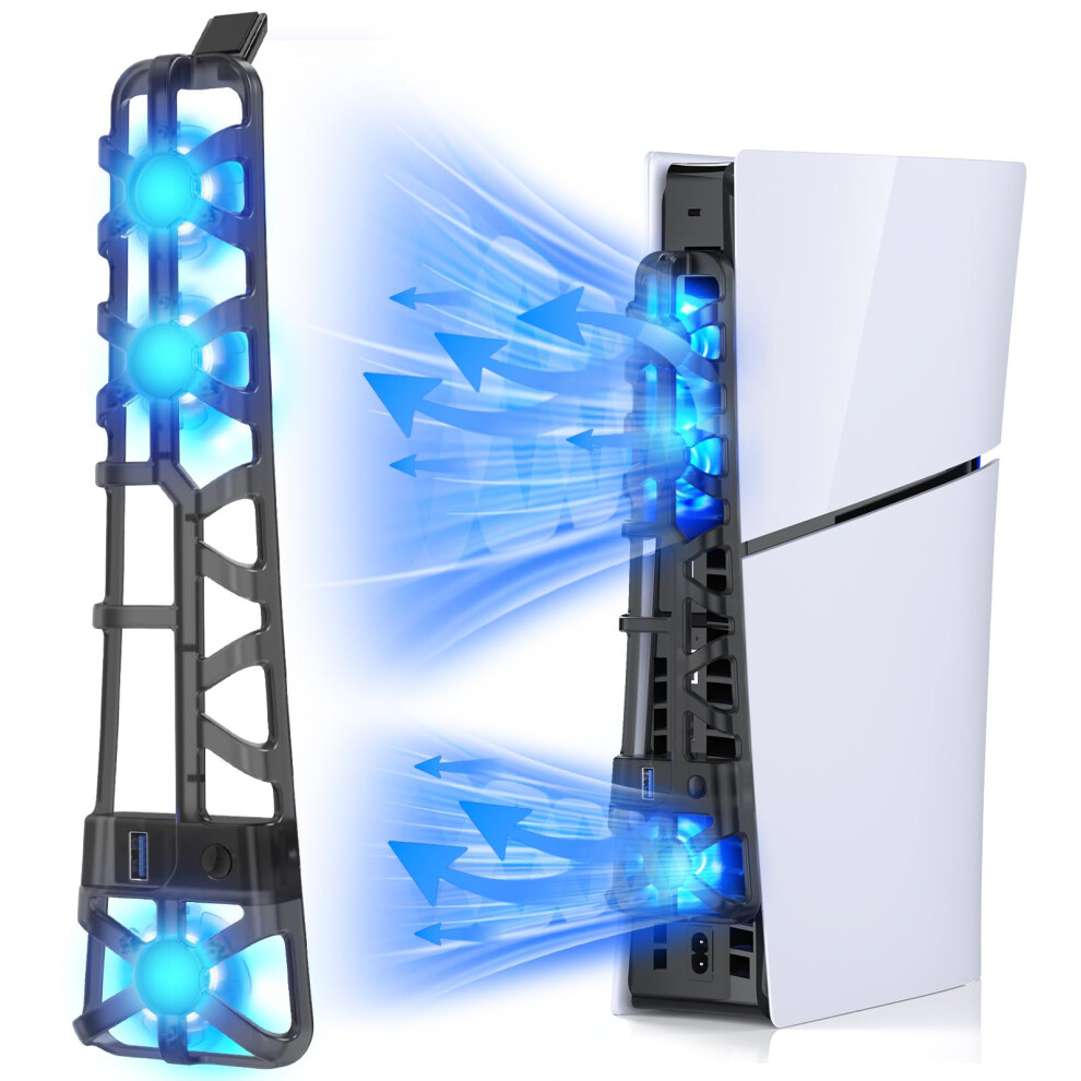 Fastsnail Cooling Fan For Ps5 Slim Console, Quiet Cooling System With Memory Function And Led Cooler Accessories With 3 High-Speed Fans & Usb Light 5003109557708