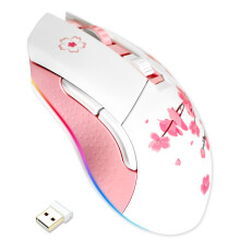 DAREU EM901 Sakura Pink Gaming Mouse Wireless Wired, Dual-Mode Rechargeable 6 Programmable Buttons,10K DPI,RGB and 7 Adjustable DPI Levels up to [150