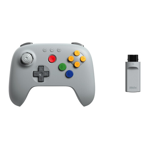 8BitDo 64 2.4G Wireless Controller for Original N64 Console, Analogue 3D, and Windows (Grey)