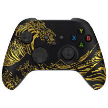 eXtremeRate Custom Front Cover for Xbox Series X/S, Replacement Front Shell for Xbox Series X/S Controller, The Great Golden Wave Off Kanagawa - Blac