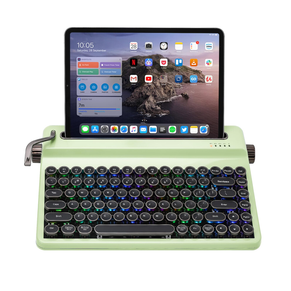 Yunzii Ql75 Wireless Typewriter Keyboard Hot Swappable Retro Mechanical Keyboard, Punk Round Keycaps, Rgb Backlit Qmk/Via Programmable, Multi-Device 5000864504428