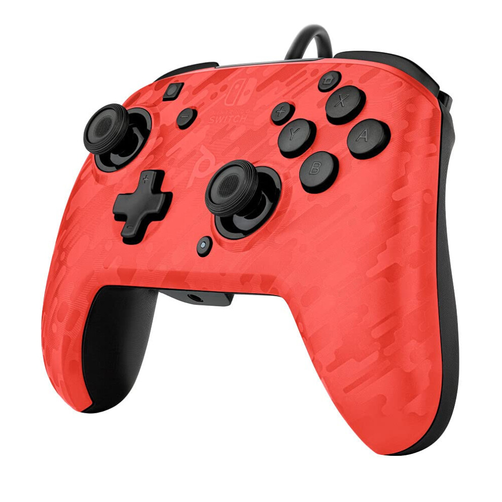 Pdp Gaming Faceoff Deluxe+ Wi Switch Pro Controller - Camo - Officially Licensed By Nintendo - Customizable Buttons And Paddles - Ergonomic Co Red 5001693089230