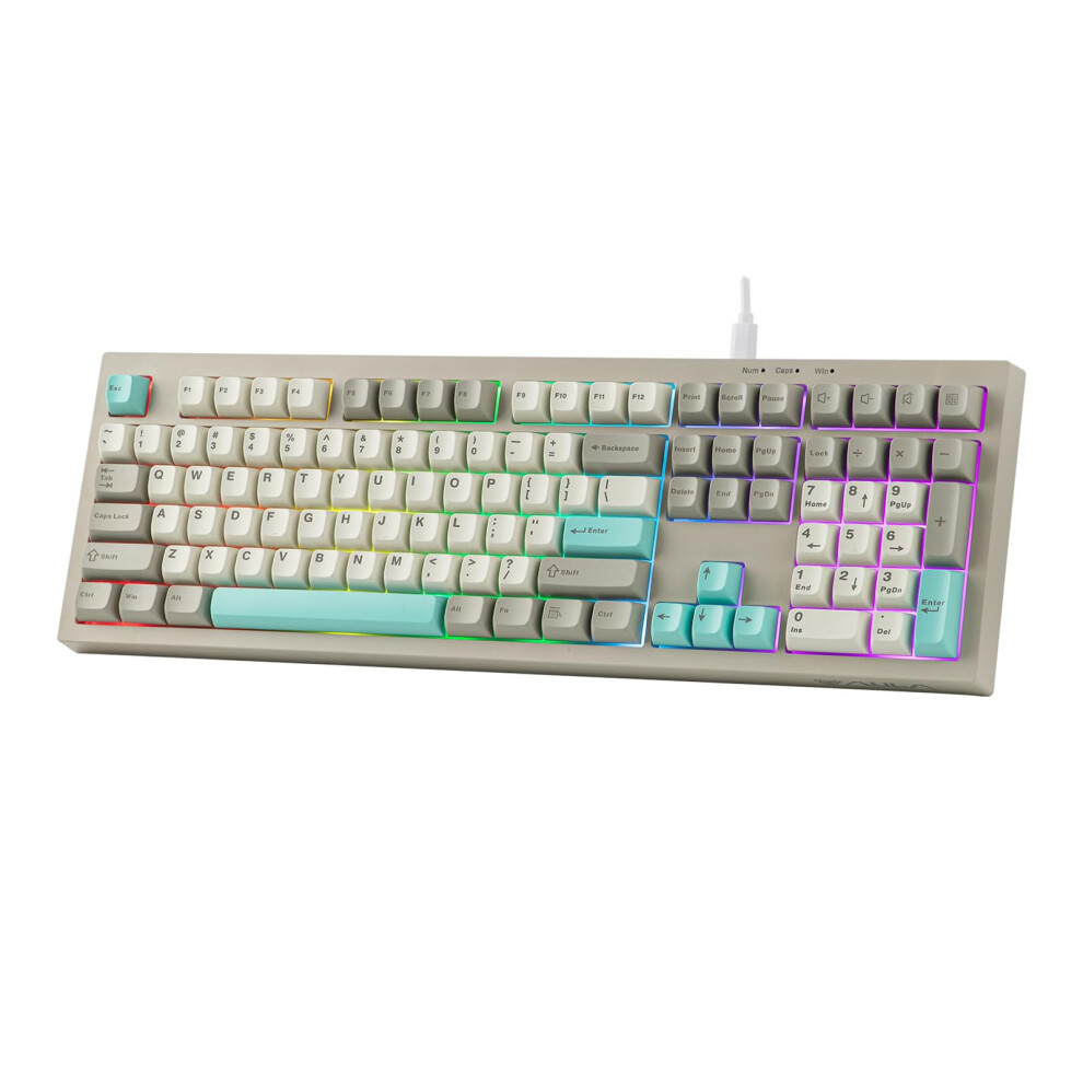 Mechlands Aula S102 Membrane Gaming Keyboard With Number Pad, 100% Full Size Layout, Usb-C Wired, Rgb Backlit, Creamy Silicone Structure, Silent Keyb 5003732245546