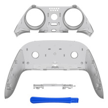 eXtremeRate Top Bottom Decorative Trim Shell Compatible with ps5 Edge Controller DIY Replacement Front Back Clip Shell, Custom Clear Black Plates Cov