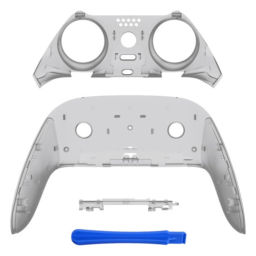 eXtremeRate Top Bottom Decorative Trim Shell Compatible with ps5 Edge Controller DIY Replacement Front Back Clip Shell, Custom Clear Black Plates Cov