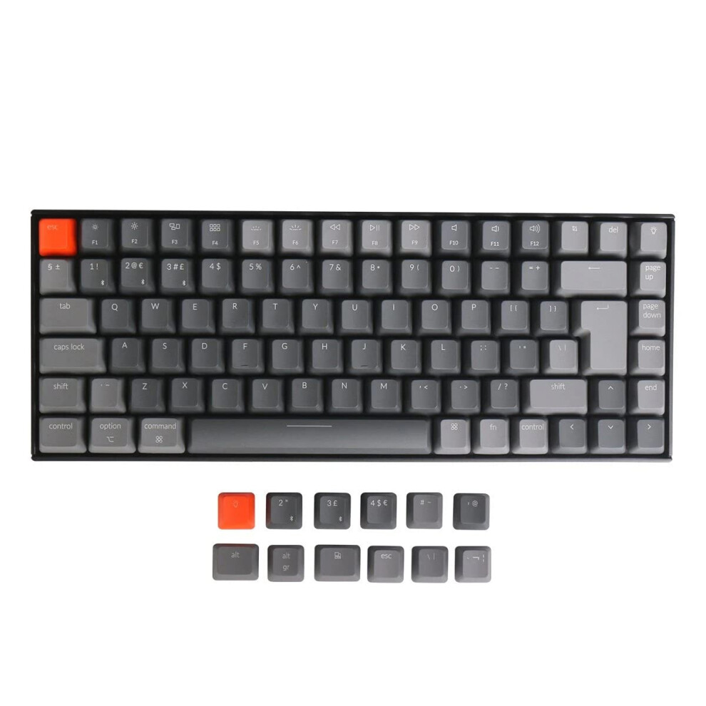 Keychron K2 Wireless Bluetooth/Usb Wired Gaming Mechanical Keyboard, Compact 84 Keys Iso-Uk-Layout Led Backlight N-Key Rollover, Plastic Frame White 5004303458204