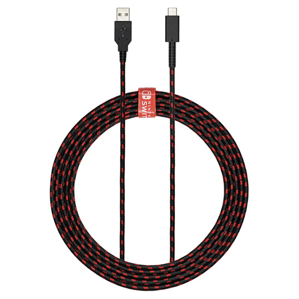 Pdp Gaming Charge Cable | 8 Feet Usb C Charger: - Nintendo Switch Black/Red 5009292217603