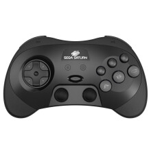 Retro-Bit SEGA Saturn 2.4GHz Wireless Pro Controller for Sega Saturn, Sega Mega Drive Mini, Switch, PC, Mac - Includes 2 Receivers - Black
