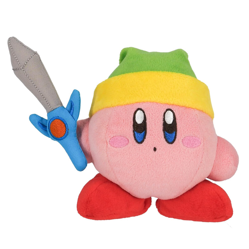 Sanei Official Kirby Plush With Sword (10Cm) Pink 5009893702980