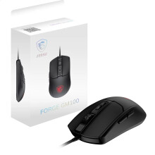 MSI FORGE GM100 Gaming Mouse - 6400DPI Optical Sensor, Symmetrical, 10M+ Click Switches, 7-Buttons, 8ms Latency, RGB LED, 108g - Wired