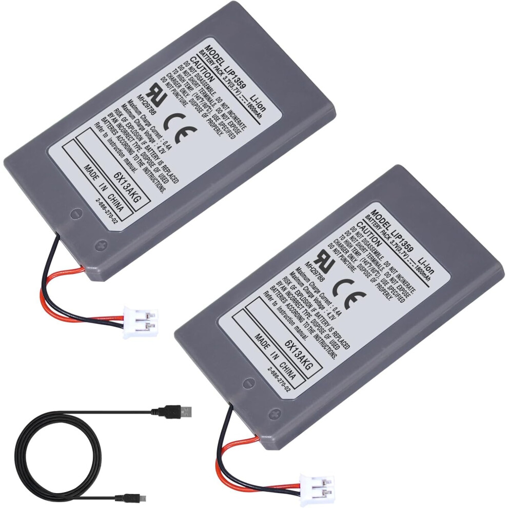 Battery For Ps3 Controller, 2 X 1800 Mah 3.7 V Lip1359 Replacement Battery For Playstation 3 Ps3 Dualshock 3 Wireless Controller Cechzc2e Cechzc2u Wi 5008476082686