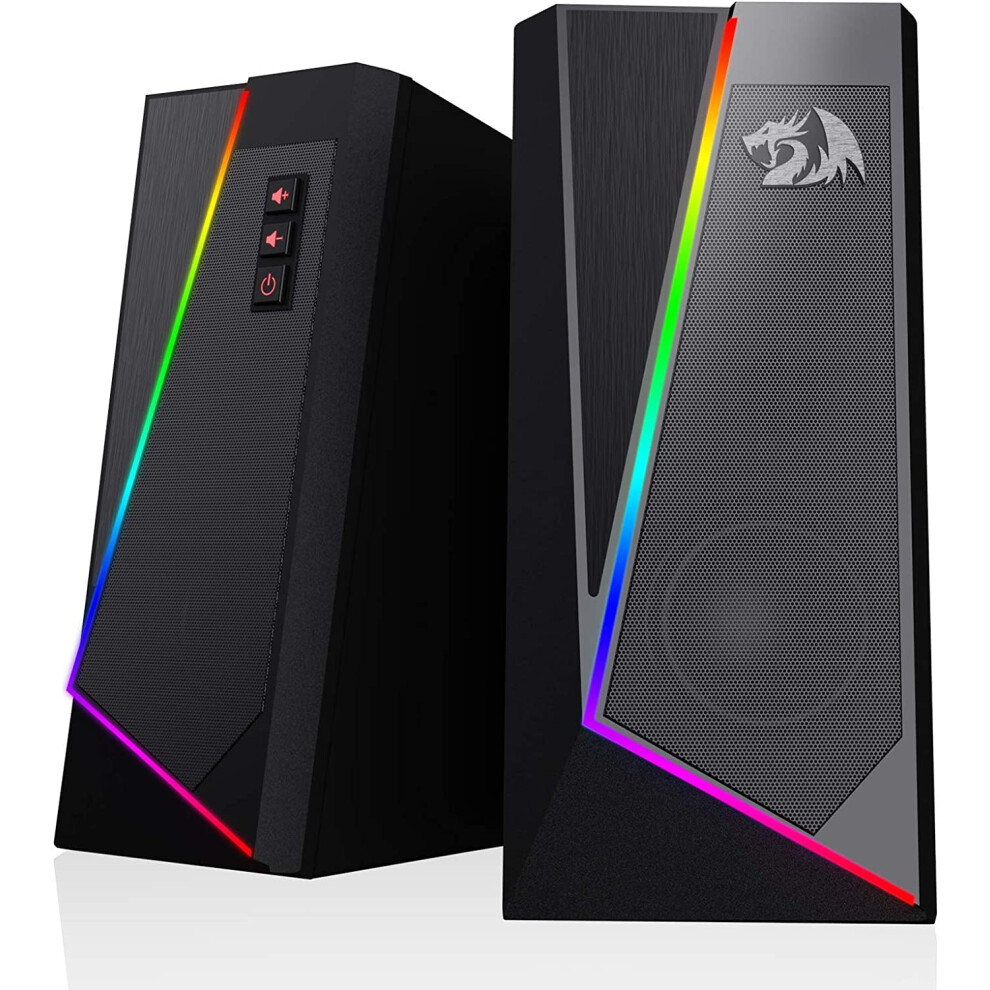 Redragon Gs520 Anvil Rgb Desktop Speakers, 2.0 Channel Pc Computer Stereo Speaker With 6 Colorful Led Modes, Enhanced Bass And Easy-Access Volume Con 5008852674931