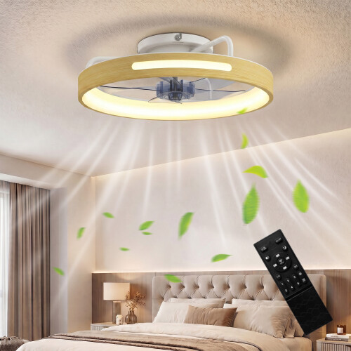Homcom Ventilador Techo Luz Marrón 49 x 49 x 12.5 cm 1