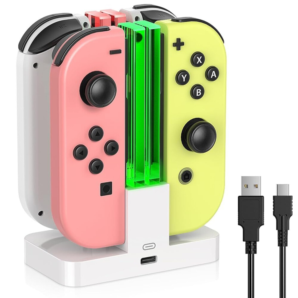 Fastsnail Charging Dock Compatible With Nintendo Switch For Joy Con & Oled Model Controller With Lamppost Led Indication, Charger Stand Station With 5005531357338