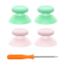 eXtremeRate Replacement Controller Joystick for Xbox One - 4 PCS Mint Green & Cherry Blossoms Pink Analog Thumb Sticks for Xbox Series X/S, Xbox One