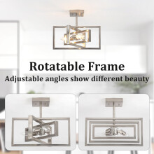 LWYTJO Brushed Nickel Ceiling Light Living Room, 3 Lights Chandeliers Ceiling Light, Industrial Semi Flush Mount Ceiling Lights Fitting for Bedroom,