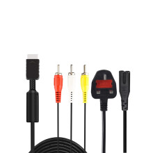 WICAREYO AC Power Cord with Audio Video RCA AV Cable Compatible for PS2 PS3 Gaming Systems Console