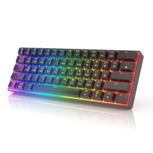 HK Gaming GK61 Mechanical Gaming Keyboard 60 Percent | 61 RGB Rainbow LED Backlit Programmable Keys | USB Wired | For Mac and Windows PC | Hotswap Ga