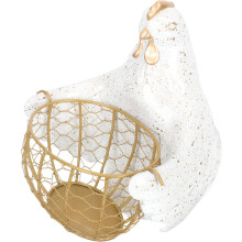 Fun Chicken Shape Egg Baskets Iron Crafted White Gold Kitchen Storage Decorative Practical