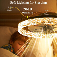 RLMIEL 50CM Ceiling Fans with Lights and Remote, 6 Speeds and 3000K-6500K Dimmable Quiet Ceiling Fan Light, Smart Modern LED Fan Lights Ceiling for B