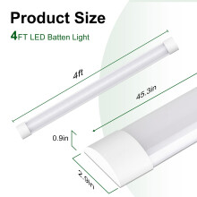 muzha 4 Packs LED Batten Lights，PC Body， 4FT 36W 4000k 3600lm,Low Profile Wall or Ceiling Surface Mounted Fitting for Home/Workshop/Office/School