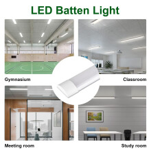 muzha 4 Packs LED Batten Lights，PC Body， 4FT 36W 4000k 3600lm,Low Profile Wall or Ceiling Surface Mounted Fitting for Home/Workshop/Office/School
