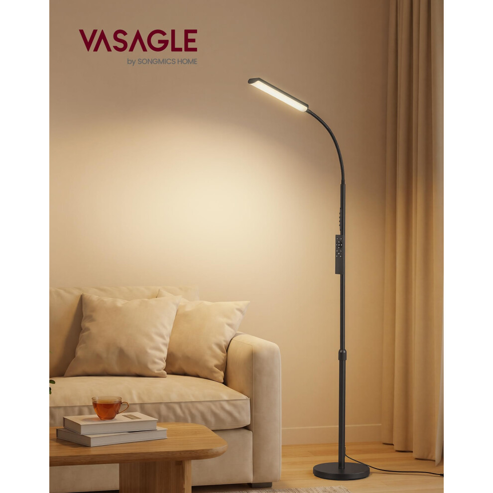 Vasagle Led Floor Lamp For Living Room, Adjustable Height 141-175 Cm, 15W Reading Lamp Floor Standing, 360 Rotating Head, Timer And Memory Function,
