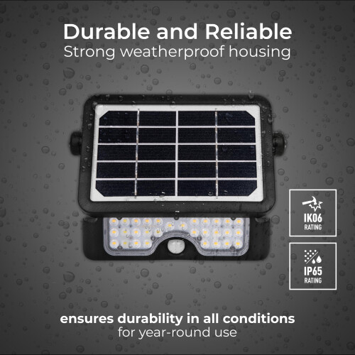 Luceco Luceco Solar Powered LED Outdoor Floodlight with PIR Motion Sensor, Security Light, Exterior Lighting, Angular Design, Adjustable, Guardian, Black, I 2
