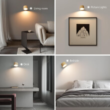 Speclux Battery Operated Wall Lights 2 Pack Wood Grain, LED Rechargeable Wall Lights Indoor, 3500mAh Magnetic Wall Lamp with Remote, 3 Color Temperat