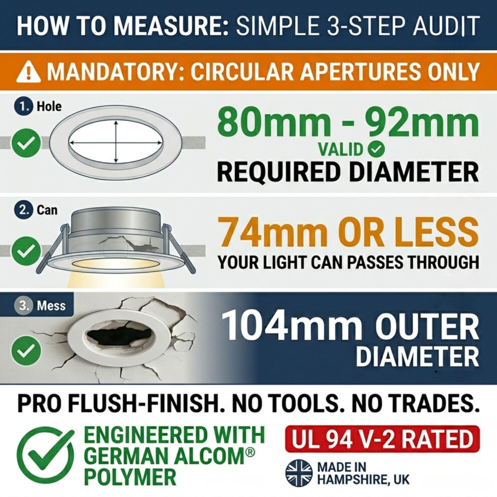 Photos - Other Hand Tools LightKlip  | Instant Downlight Hole & Cracked Plaster Repair | Easy DIY Repair Bezel | FITS 80-92mm APERTURES ONLY |(5-PACK)