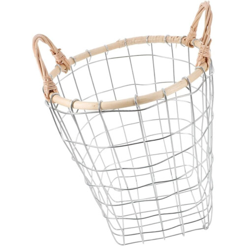 Vintage Grid Pattern Metal Storage Basket Large Capacity Rustic Wire Basket
