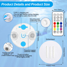 TEPENAR Rechargeable Underwater Pool Light – IP68 Waterproof LED with Remote, 16-Color Changing, Magnetic Hot Tub Lights, USB Charging for Pool/Spa/