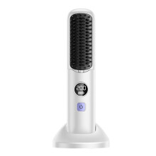 Cordless Hair Straightener Brush Portable Straightening Brush Negative Ion Hot Comb with Charging Base C