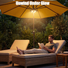 OYOCO Parasol Light Warm White Patio Umbrella Light 3 Brightness Modes Cordless 28 LED Lights at 200 lumens-4 x AA Battery Operated,Umbrella Pole Lig