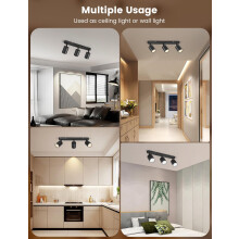 Ledronix Spotlights Ceiling Lights 3 Way, Matt Black Ceiling Spot Light Bar Rotatable Modern Ceiling Spotlight Fitting, GU10 LED Ceiling Light for Ki