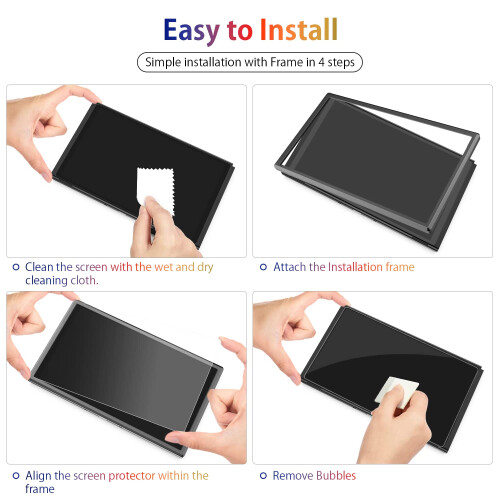 daydayup [4 Pack Tempered Glass Screen Protector Compatible with Nintendo Switch OLED Model 2021 - with [Alignment Frame] Transparent HD Clear Screen 2