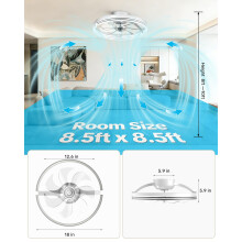 Aphyni Ceiling Fans with Lights and Remote,6 Speeds Quiet LED Ceiling Fan Light,Dimmable 3000K-6500K Smart Modern Fan Lights for Living Room Bedroom
