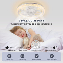 Lightasea Ceiling Fans with Lights, 48cm Modern Smart Ceiling Fan Lights with Remote Control, 6 Speeds Quiet Dimmable Low Profile Small Fan Lights Ce
