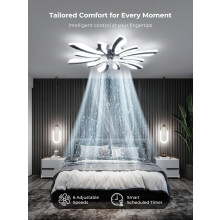 YUNLONG Smart Ceiling Fans with Lights, WiFi Ceiling Fans with Lamps Compatible with Alexa Google Home, Voice/Remote/App Control, Dimmable, DC Motor,