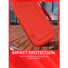 Orzly Red Protective Carry Case for Nintendo Switch 2 Travel Case with Screen Padding, Game Card and microSD Slots, Zipped & Open Pockets for Console