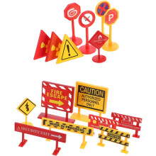 56pcs Barricade Traffic Signs Stickers Cars Remote Control Car City Construction Street Sign Track Sticker Road Warning Flag Traffic Plastic