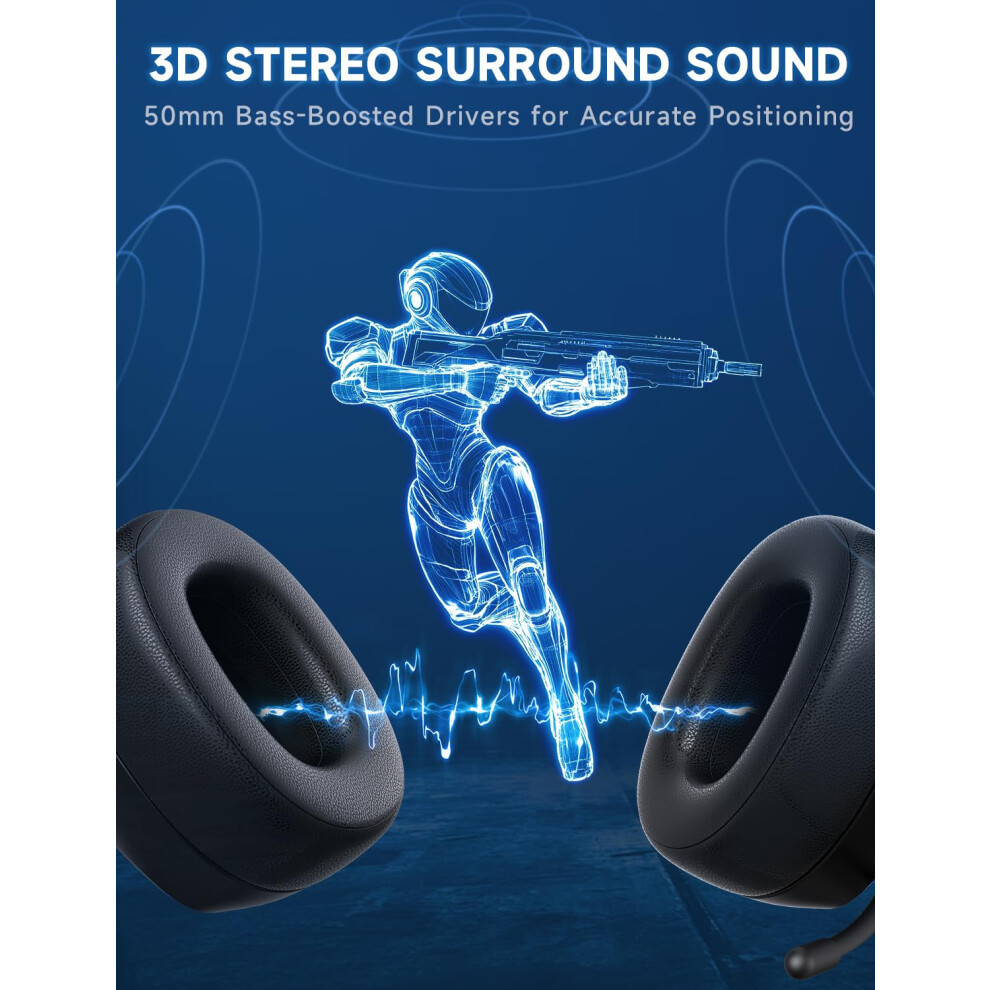 Gvyugke Wireless Gaming Headset For Ps5 Ps4 Pc Switch Mac, 2.4Ghz & Bluetooth 5.3 & Wired Gaming Headphones With Noise Cancelling Mic, 7.1 Surround S 5007737653320