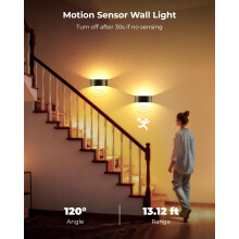 FULNIX Motion Sensor Wall Light, 5000mAh Rechargeable Battery Operated Wall Sconces with Remote, Wireless Wall Sconces for Hallway, Living Room, Stai