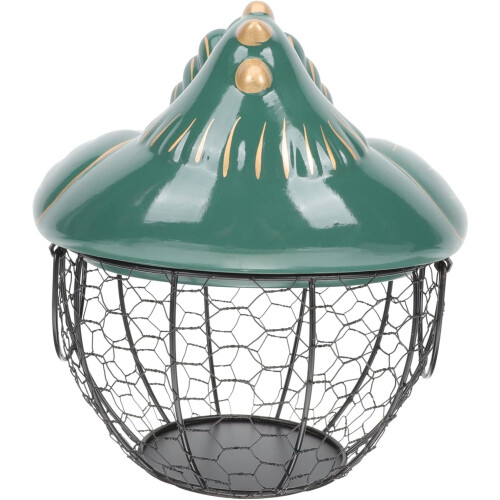 Egg Storage Basket with Ceramic Lid Straw Hen Basket Kitchen Egg Container Rack