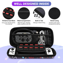 MoKo Carrying Case for Nintendo Switch OLED Model 2021/Nintendo Switch, Hard Shell Portable Travel Carry Case w/10 Game Card Slots Compatible with Co