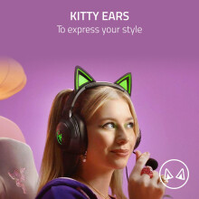 Razer Kraken Kitty V2 - Wired RGB Headset with Kitty Ears (Stream Reactive Lighting, HyperClear Cardioid Mic, TriForce 40 mm Drivers, 7.1 Surround So
