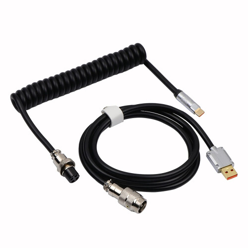 EPOMAKER Puff Aviator Coiled USB Cable, Type C Detachable Mechanical Gaming Keyboard Cable for Win/Mac/Gamers, Suitable for TH66/TH68/TH80/TH96/TK68/ 1