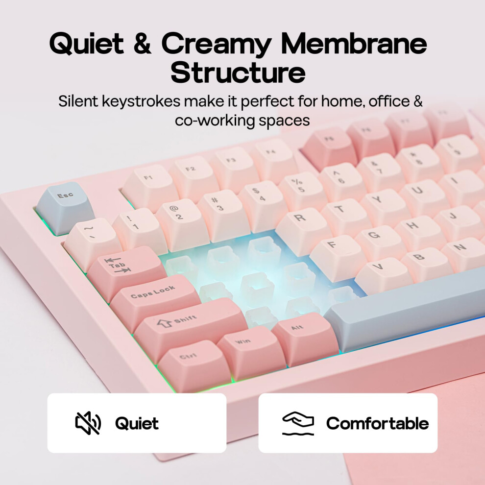 Epomaker Aula S102 Pro Membrane Gaming Keyboard With Tft Screen, Volume Knob & Number Pad, Bt/2.4G/Usb, Rgb Backlit, Creamy Silicone Structure, Silen 5004948505103